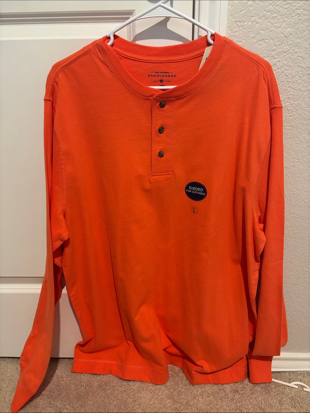 Saddlebred Bright Orange Long-Sleeve Henley Shirt